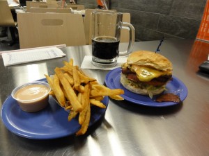 "Pastrami H" burger with fries and their secret fry sauce 