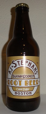Bottle of AJ Stephans Butterscotch Root Beer