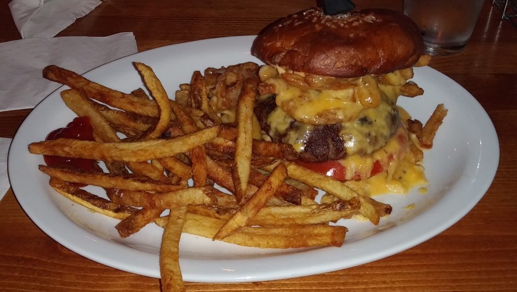 The Badger Burger with fries. 